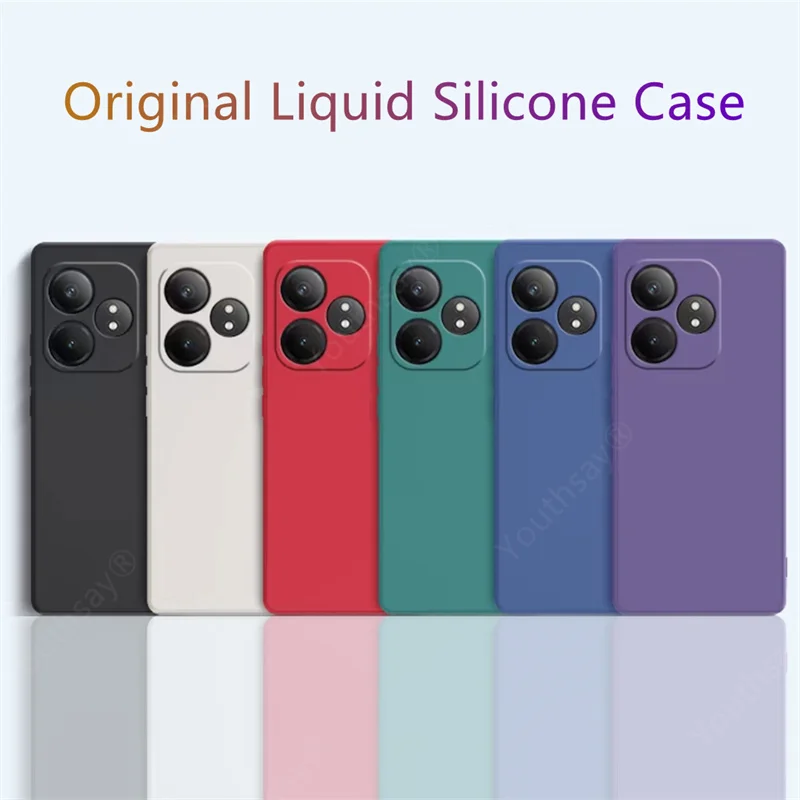 Per Realme GT 6T custodia in Silicone liquido Realme GT 6T Cover Funda Coque protezione per fotocamera custodia posteriore morbida Realme GT 6T