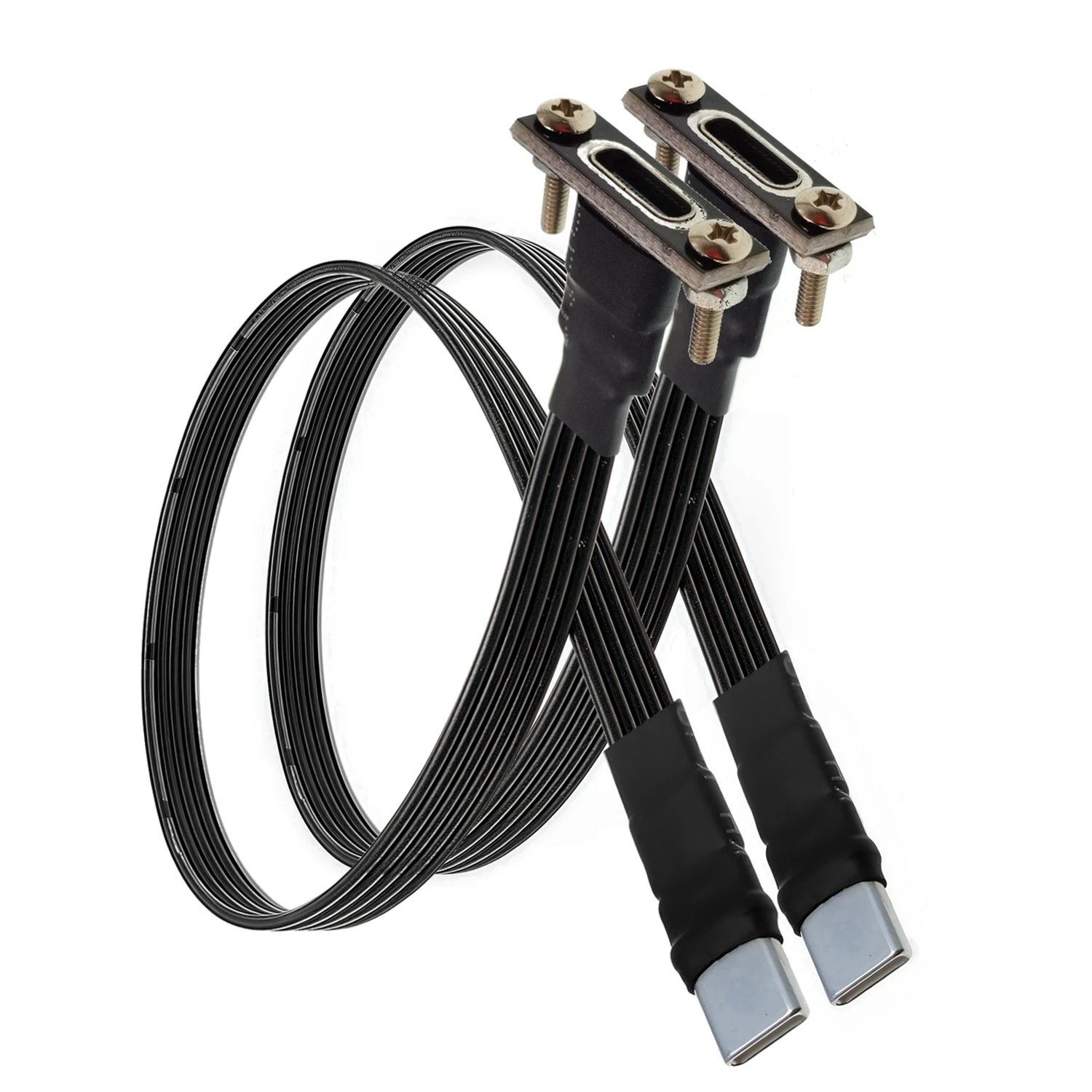 M TO F USB 2.0 Type C to Type C Extension Cable 90° Adapter FPC FPV Band Flat USB C Cable 3A 5CM-100CM