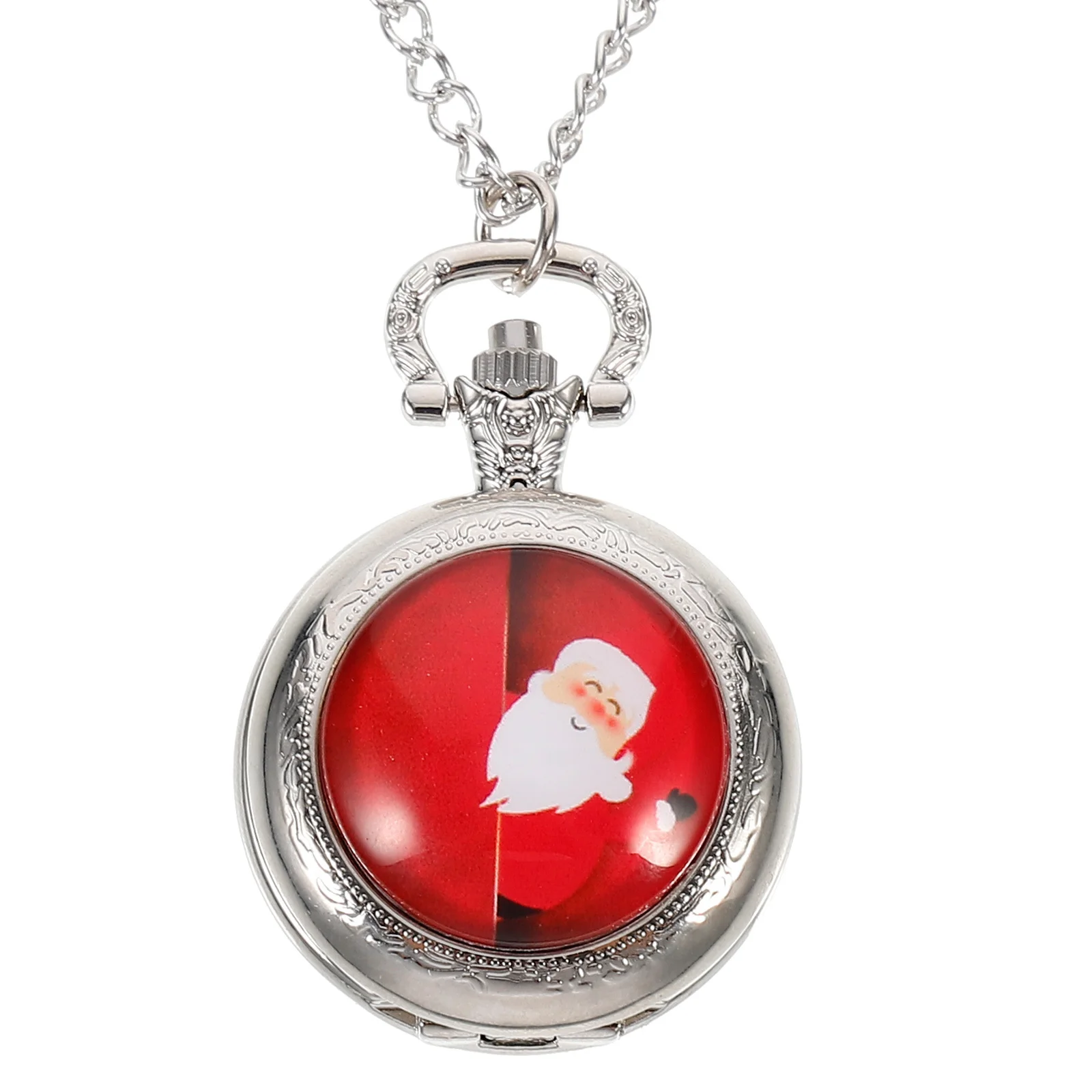 1Pcs Pocket Watch Retro Xmas Design Heavy Duty Alloy Hanging Watch Vintage Christmas Theme Decorative Wearable Fashion