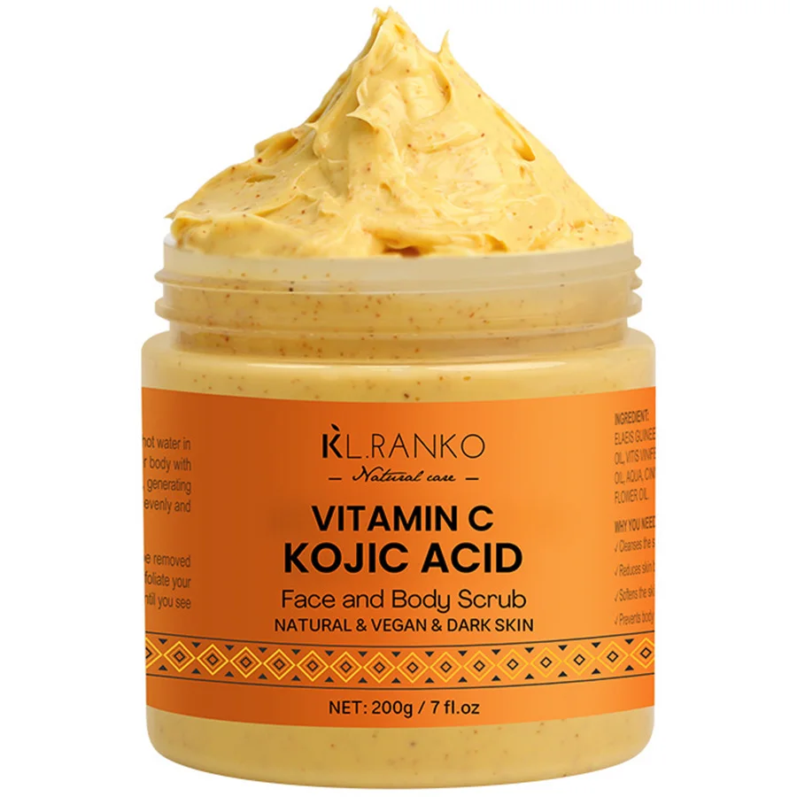 

Витамин С Козийская кислота Натуральная отшелушивающая соль Скраб для тела и лица Осветляет и смягчает кожу Глубокая очистка Антиокислительный тон кожи