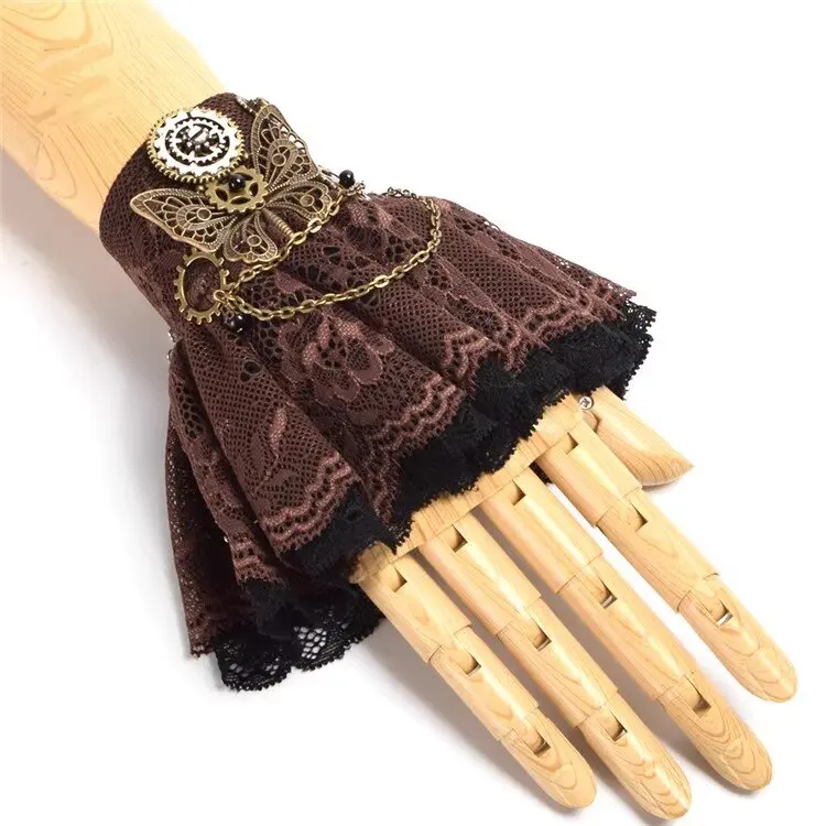 

Аксессуар в стиле стим-панк Лолита, одиночная бабочка, коричневый рукав, аксессуар для костюма