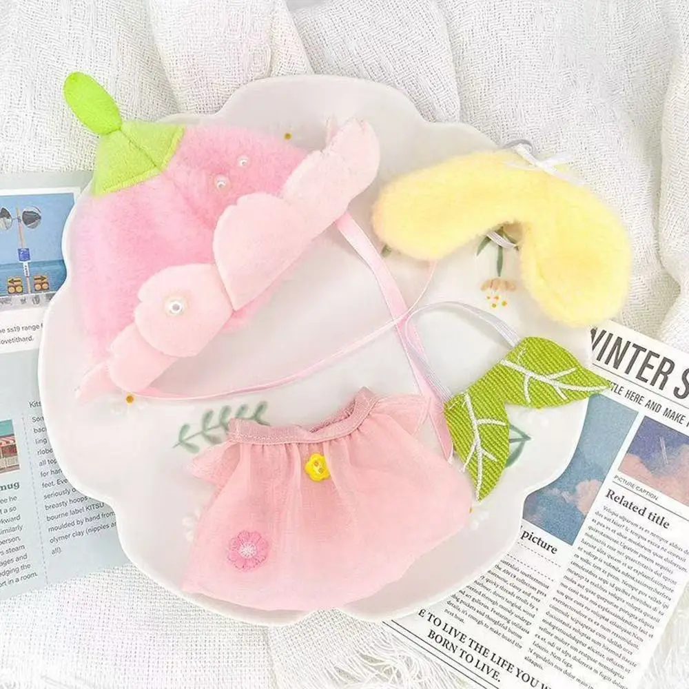 ชุดเสื้อผ้าสีชมพู 10/20 ซม. ชุดเสื้อผ้าผ้าฝ้ายลายการ์ตูนสไตล์ซากุระ ชุดเสื้อผ้าผ้าฝ้าย ชุดมินิ 10/20 ซม. ของขวัญเสื้อผ้า