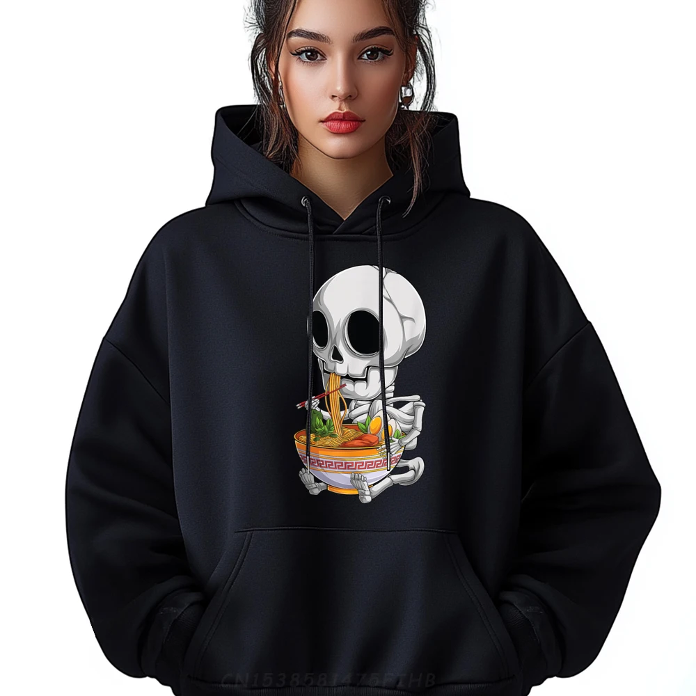 

Kawaii Japanese Skeleton Halloween Ramen Food Lovers Mens Clothing Christmas Hoodie For Men Korean