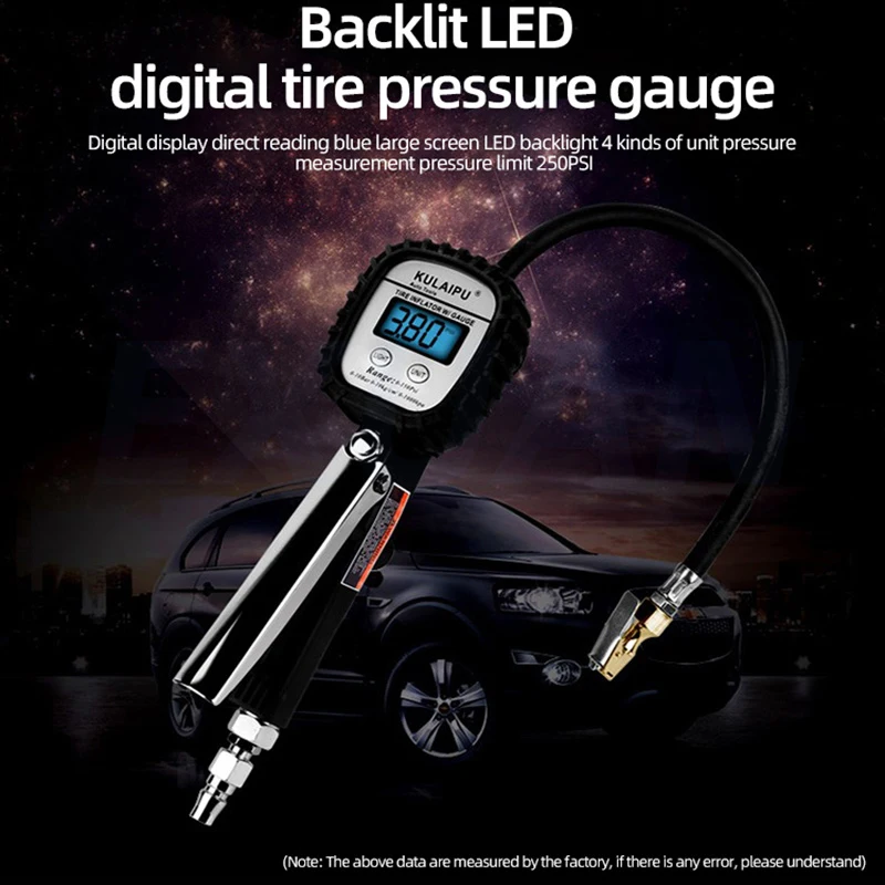 Automotive Tire Test Pressure Gauge Electronic Pressure Gauge Precise Inflation Gun High Precision Digital Tire Pressure Gauge