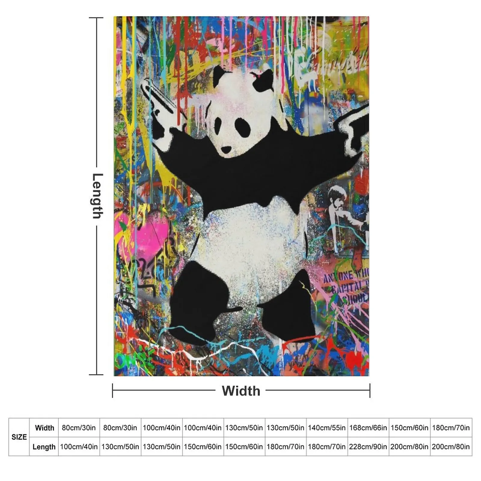 Panda With Guns Stick Em Up - Pop Street Art Banksy Throw Blanket Furry Winter beds Bed Hairy Soft Luxury Throw Blankets