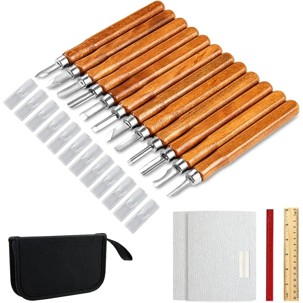 

20-Piece Carbon Steel Wood Carving Set for Hand Carving, Ideal for Woodworking, Sculpture, and Carpentry Beginners