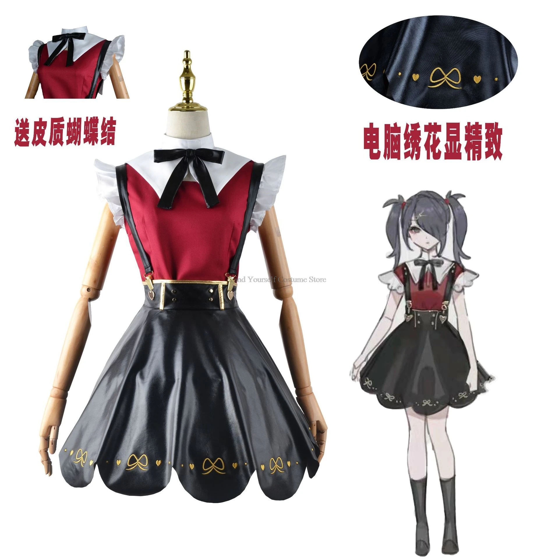 Fantasia Cosplay Anime com Peruca e Saia de Couro para Meninas, Overdose de Jogo, Uniforme JK, Abyss KAngel Ame Chan