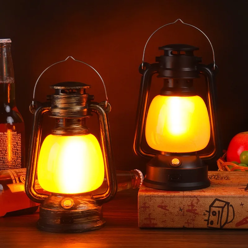 

Portable Retro LED Camping Lantern Rechargeable for Indoor/Outdoor Use Mountain Climbing Night Tent Camp Garden Hanging