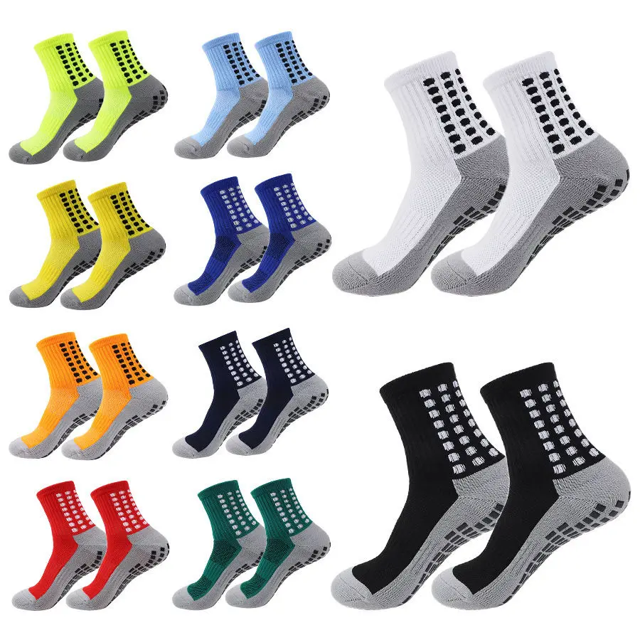 

Men Football Socks Mid Cushion Anti Slip Grey Bottom Thick Training Basketball Socks for Men Women