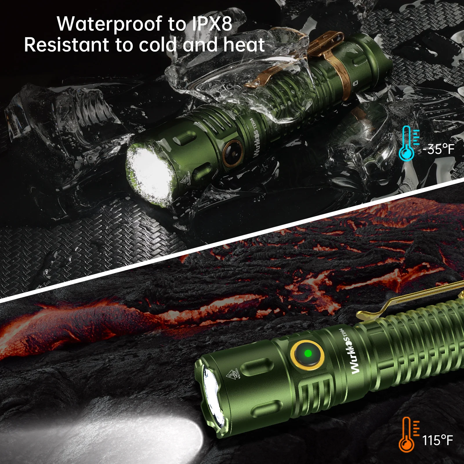 Wurkkos TD04 Self-Defense Tactical Flashlight  Portable Powerful 3000 LM LED Flashlight Rechargeable Flashlight XHP50D HI IP68 image 6