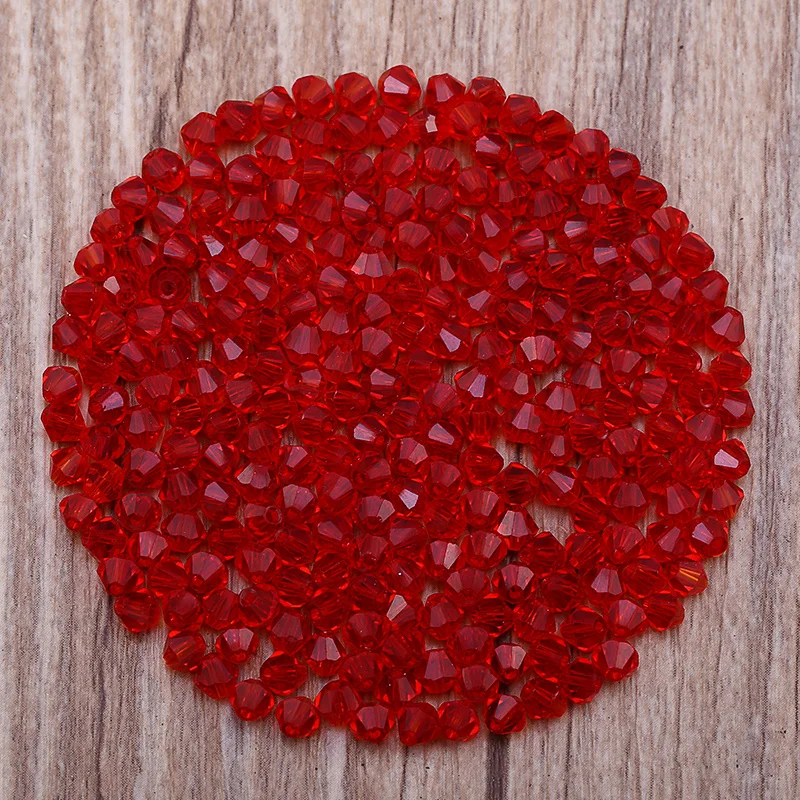300 Stück exquisite 4 mm Doppelkegel lose Kristallperlen für Schmuckherstellungszubehör 061-080