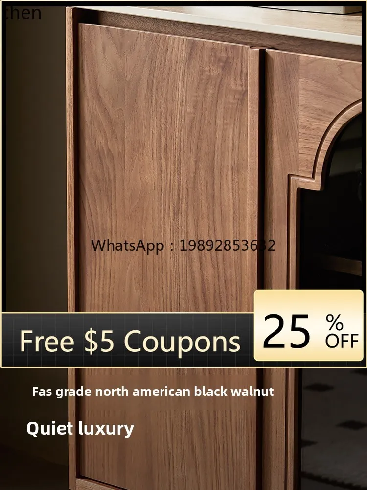 

black walnut solid wood retro style living room storage cave rock slab medieval dining side cabinet integrated