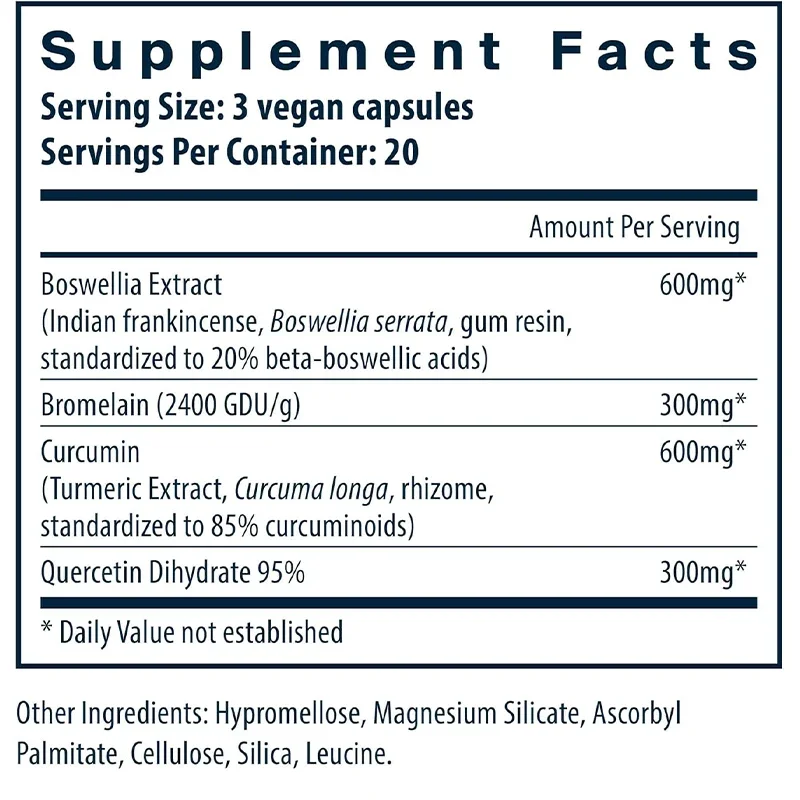 Frankincense, Bromelain, Curcumin, and Quercetin, Joint Support Supplements and Digestive Health, 60 Capsules