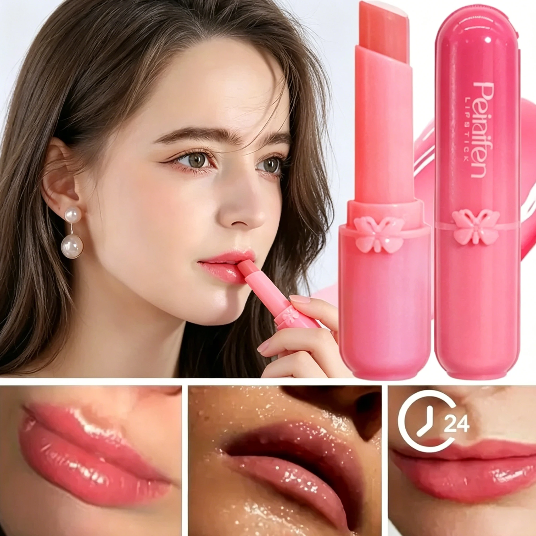 Fruit Lipstick, 4 Kinds of Fruit Flavors, Moisturizing and Water Locking, Warm Lipstick, Suitable for All Skin Types, Lip Care