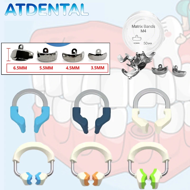 Dental Matrix Bands Sectional Contoured NITI Metal Matrices Clamp Ring Elasticiry Matrix Strips Dental Matrix Dentist Tool