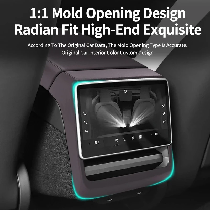 For Tesla Model 3 Highland/Model Y Juniper Rear Air Vent Cover Center Console Leather Armrest Box Anti-Scratch Car Accessories