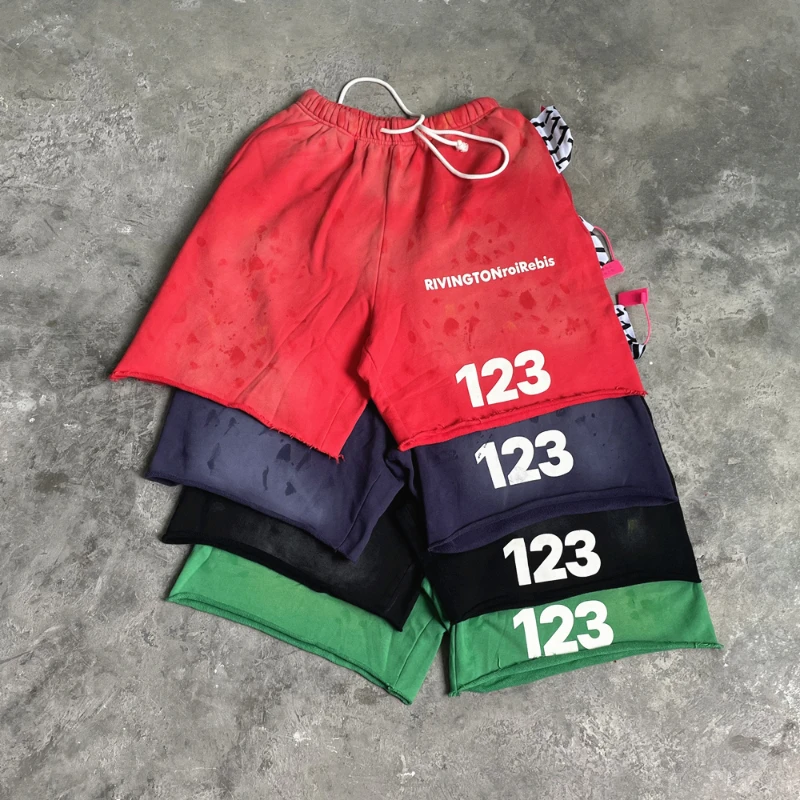 Vintage Rr123 Fashion Streetwear Jogging Pants Men Woan Loose Casual Pants with Drawstring 100% Cotton Shorts