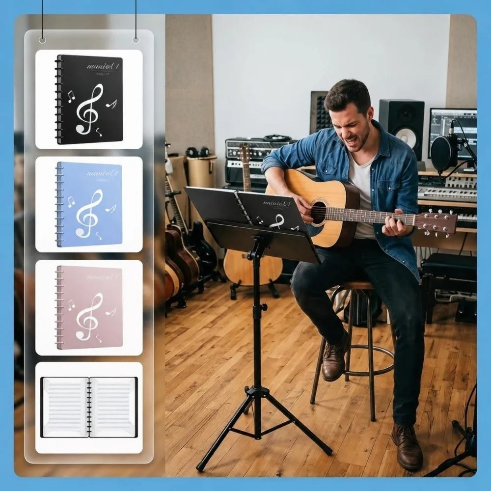 Ideal Gift A4 Music Score Folder Portable Multi-layer Music Binder Double Side Detachable Sheet Music Folder Choir Use