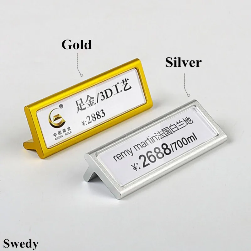 20x60mm Metal Price Label Paper Holder Table Name Date Card Sign Holder Display Stand Mini Jewelry Watch Price Card Tags