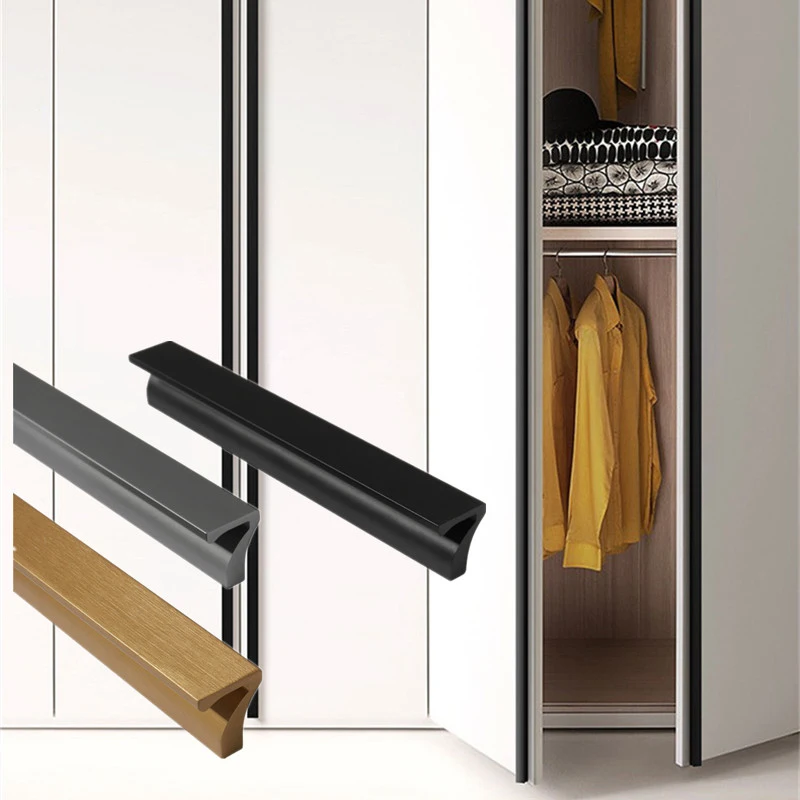 Beicai New Aluminum Alloy Long Handle Figure 7 Cabinet Pulls Black Kitchen Cabinet Handles Drawer Pulls Hardware