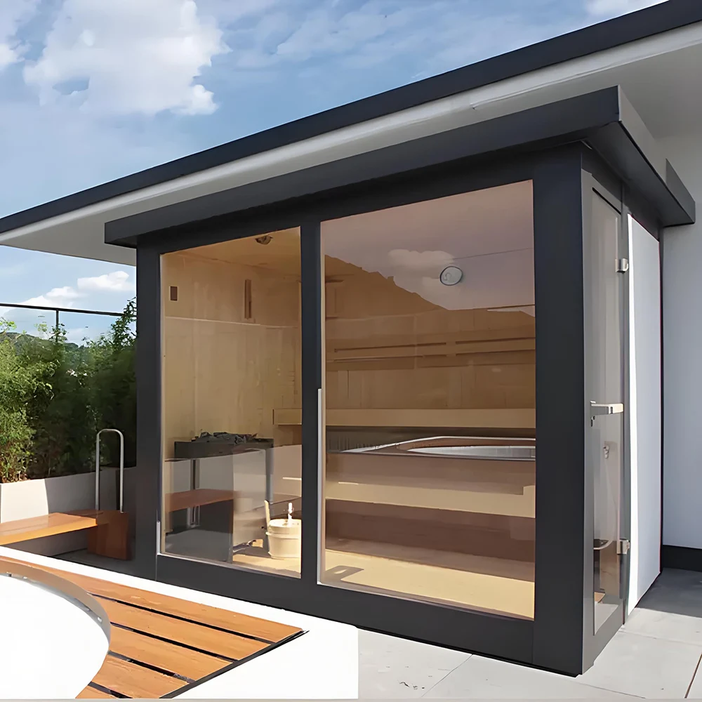 Luxury Modern Outdoor Sauna Room, Hemlock Red Cedar Spruce, 2-6 Person Steam Sauna, Home Spa Relaxation