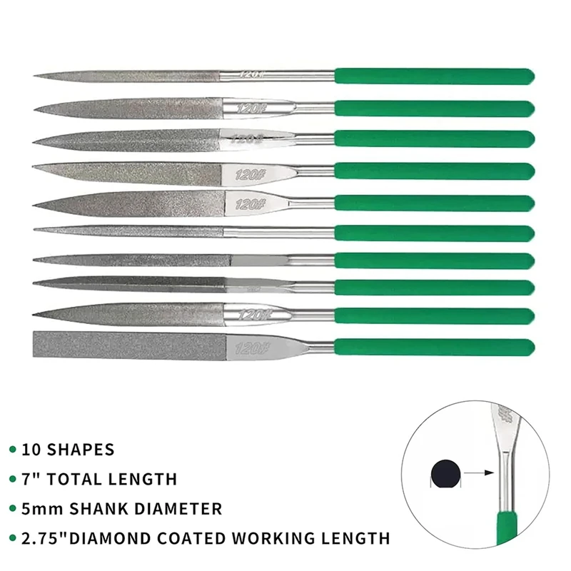 10-Piece Diamond File Set, Precision Needle File Set, Diamond Coated Files For Filing Metal, Ceramic, Stone, Jewelry