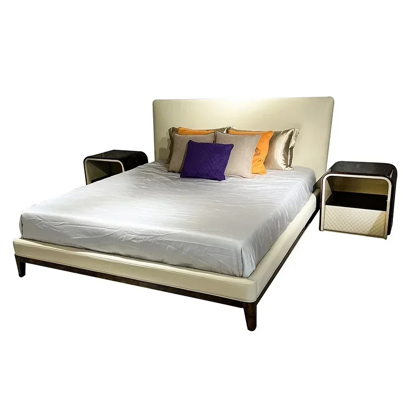 Italian light luxury post-modern leather wedding bed Hong Kong master bedroom double bed