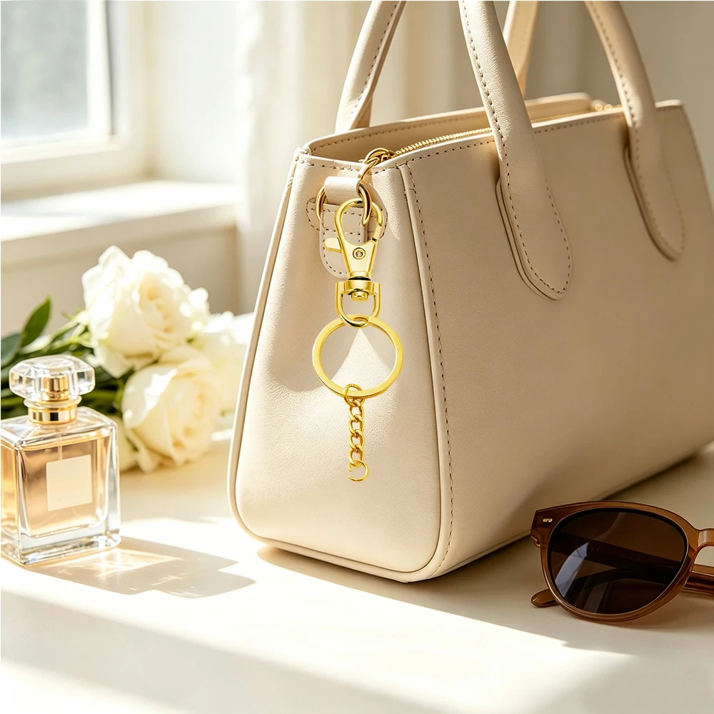 15/30sets rotatable alloy spring keychains and metal openable rings, for DIY crafts lanyard handbag key chain gift pet collar