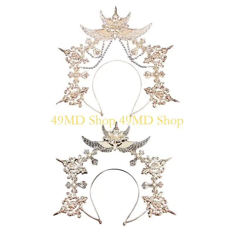 

49MD двухслойный обруч для волос с крыльями ангела, милый держатель для волос на Рождество, Хэллоуин, новогодний костюм для убор