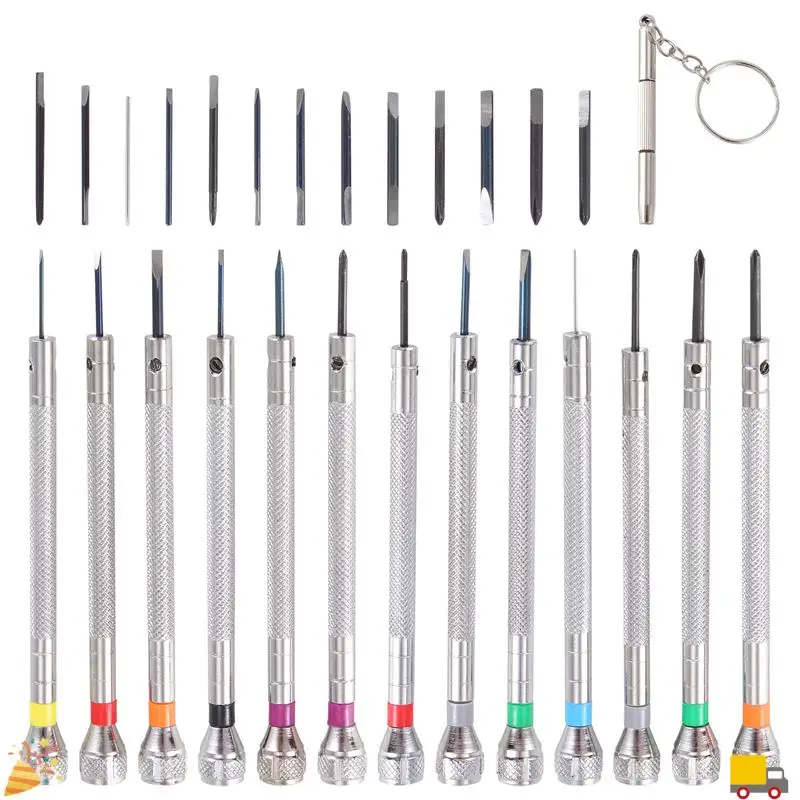 A32HOT-13 Pieces Mini Precision Watch Screwdriver Jeweler Watch Screwdriver Set 0.6-2.0 Mm With 13 Extra Replace Blades