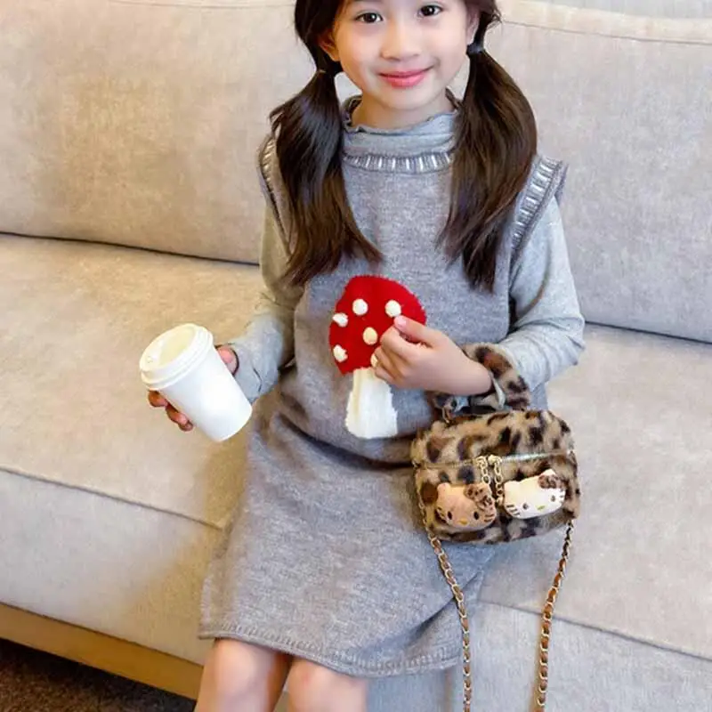 

Sanrio принцесса мультфильм рюкзак Hello Kitty Girl Kawaii леопардовый узор модная сумка на плечо портативная сумка для хранения в путешествиях