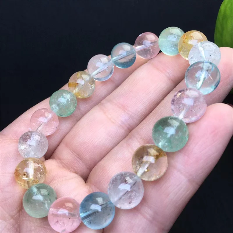 10MM Natural Colored Topaz Bracelet Women Fashion Sweet Reiki Healing Energy Strand Jewelry Gift 1PCS