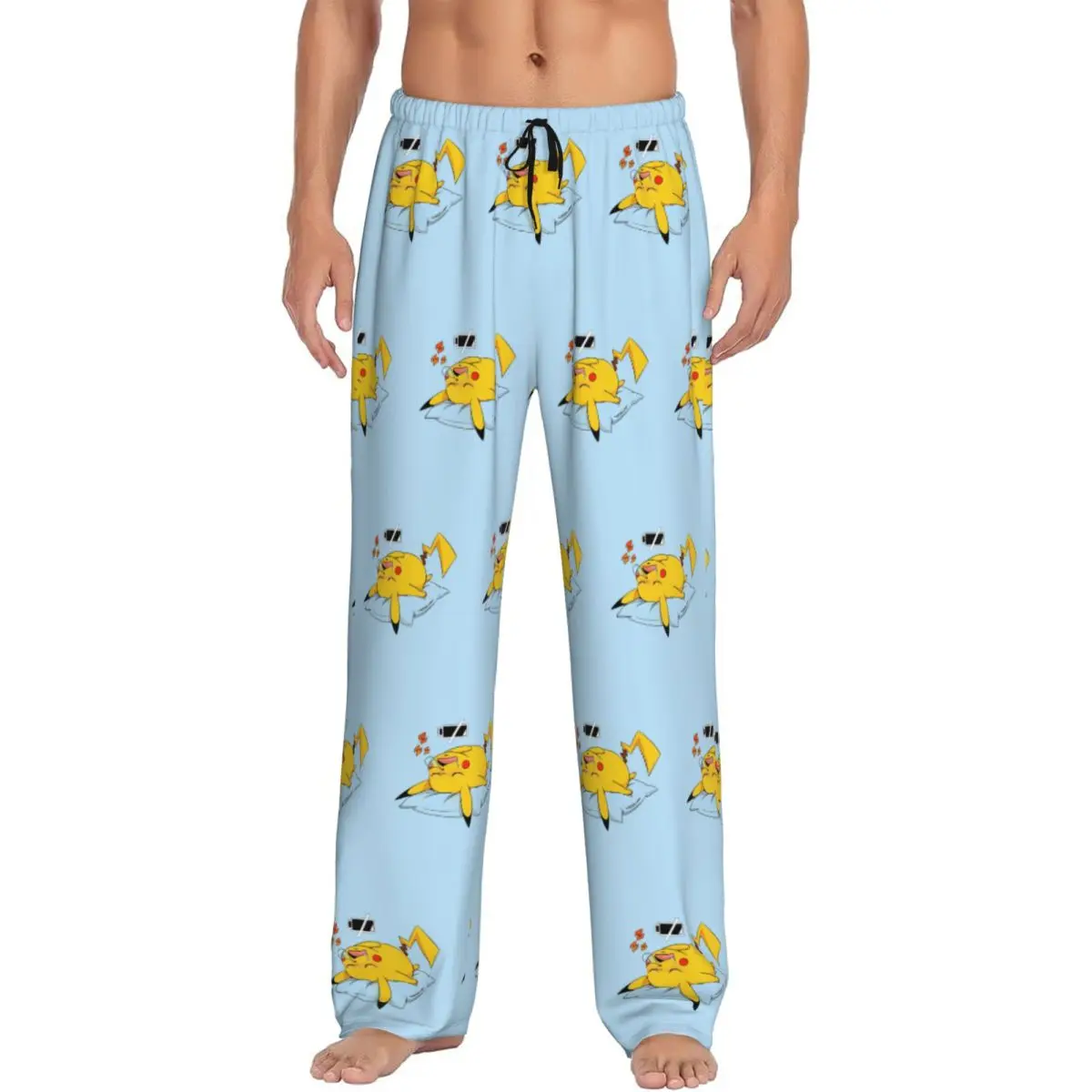

Custom P-Pikachus Pajama Pants Sleepwear Men Elastic Waistband Series Video Games Sleep Lounge Bottoms with Pockets