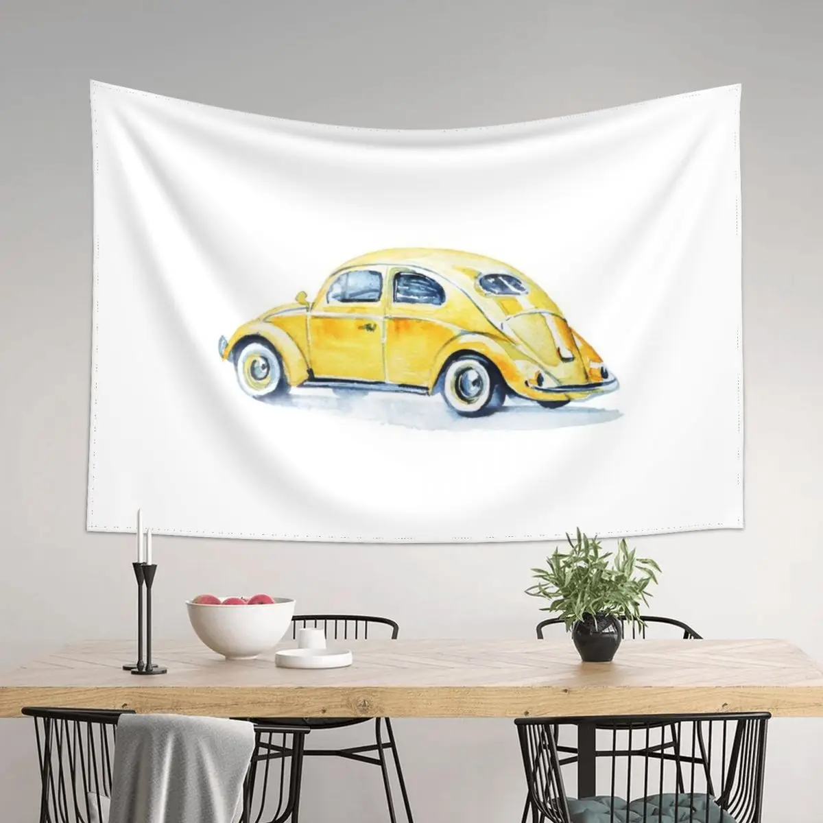

Yellow retro car Tapestry Kawaii Room Decor Cute Room Things Decoration For Home Decoration Bedroom Tapestry