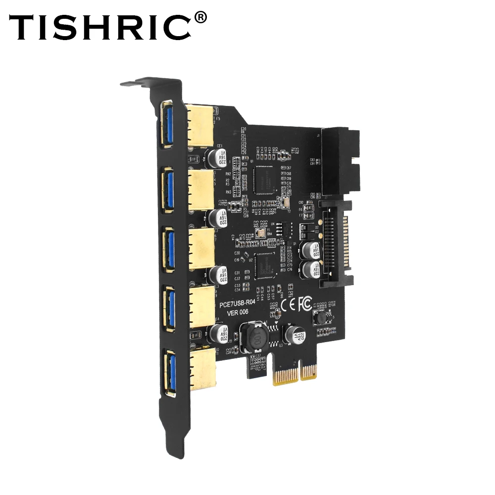 TISHRIC  PCIE 1X To USB3.2 5 Port 19Pin Expansion Card Mastercontrol D720201 Extended 19Pin Interface USB3.0 Hub PCI Card