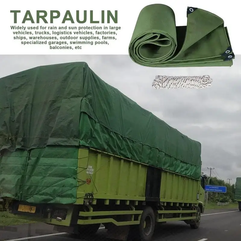 

Dark-Green Organic Tarp Waterproof Fabric Cover Multipurpose Outdoor Camping Tent Tarp Garden Pergola Canvas Rainproof Cloth