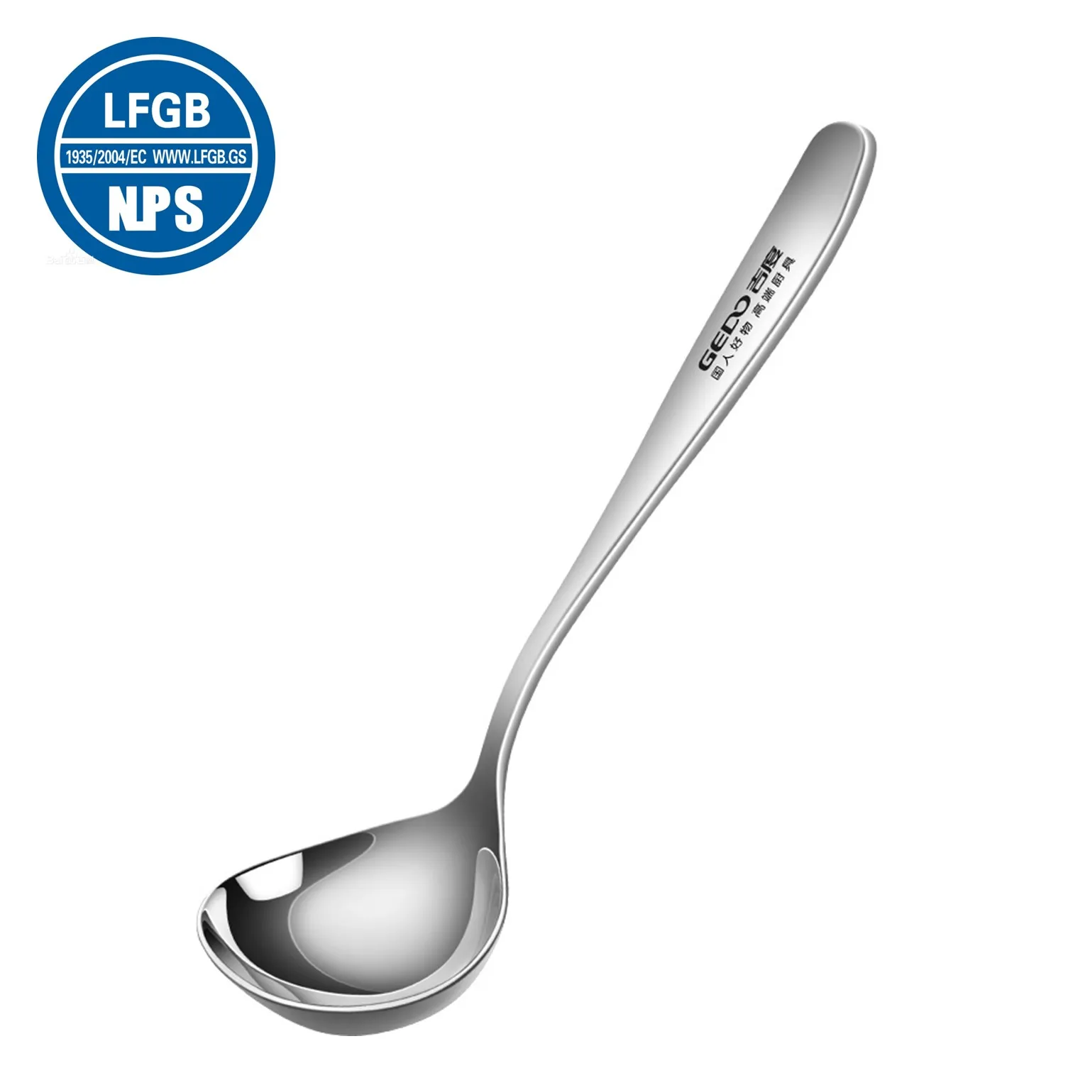 LFGB Certification Pure 304 Stainless Steel Large Spoon Ultra Thick 3.5mm Banquet Serving Ladle Ramen Restaurant Soup Ladle