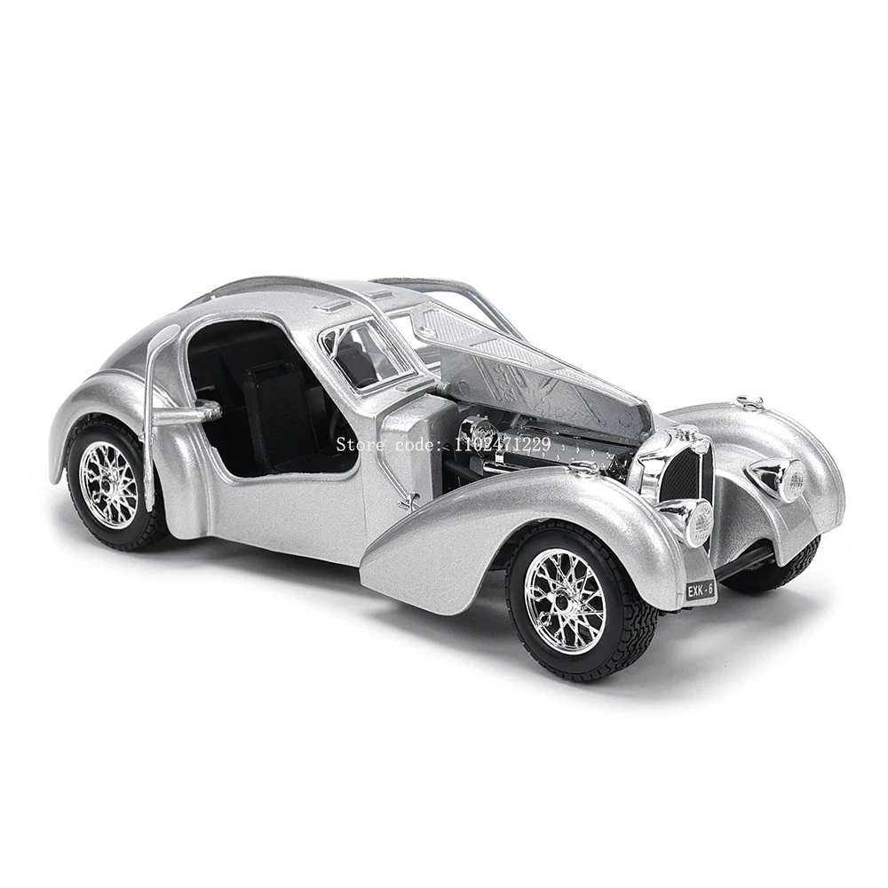 Bburago 1:24 Vintage car Bugatti Atlantic racing Alloy car model Toy Collection Gift Luxury Vehicle Diecast