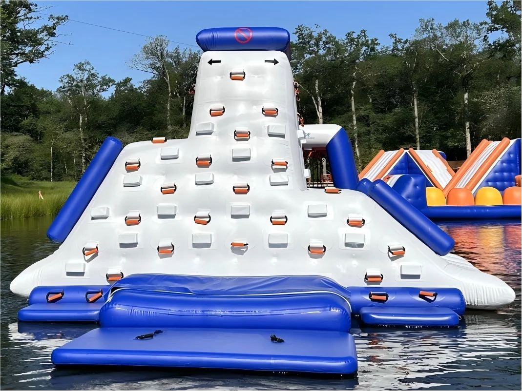 Giant Inflatable Water Climbing Wall with Slide - Commercial Grade Floating Aqua Park Obstacle for Lakes & Resortspromote sales