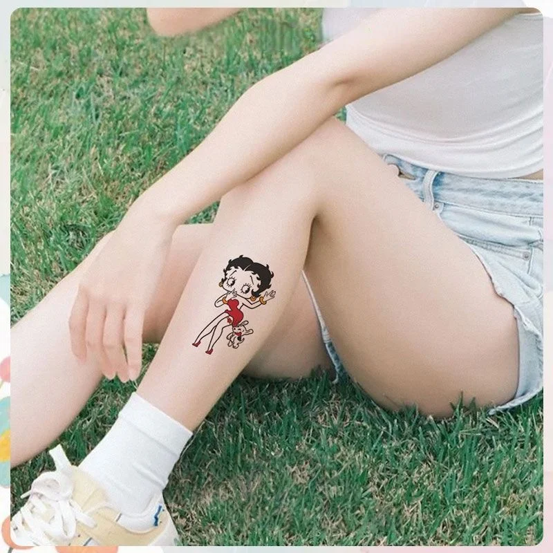 Miss Betty anime cartoon merchandise, cute Betty design tattoo stickers, waterproof, long-lasting, ready to stick and color view 4