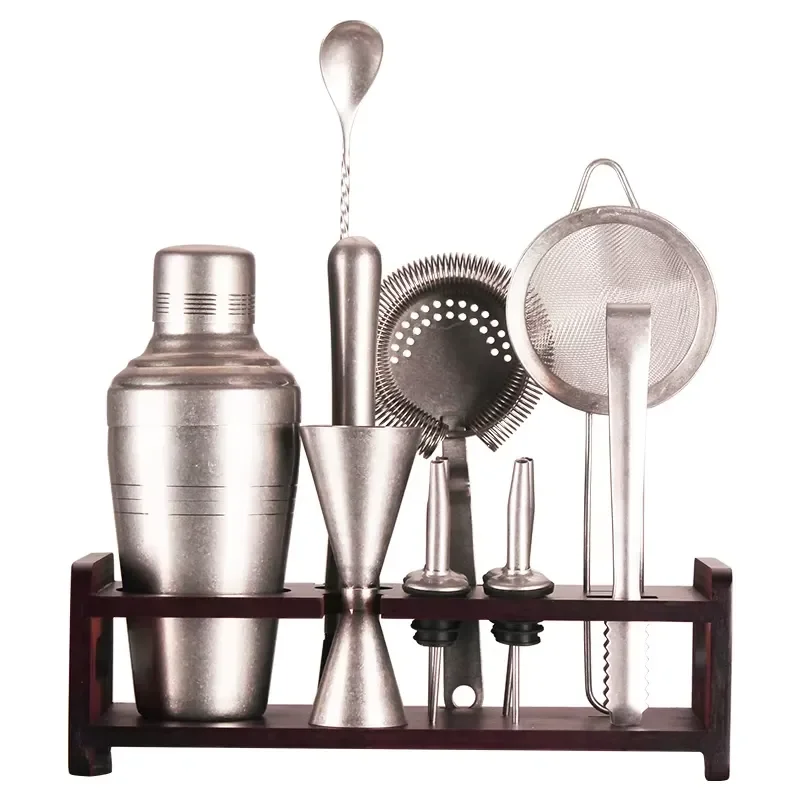 RTS professional 12-piece metal cocktail shaker set factory direct sales 304 stainless steel rod set, used for family