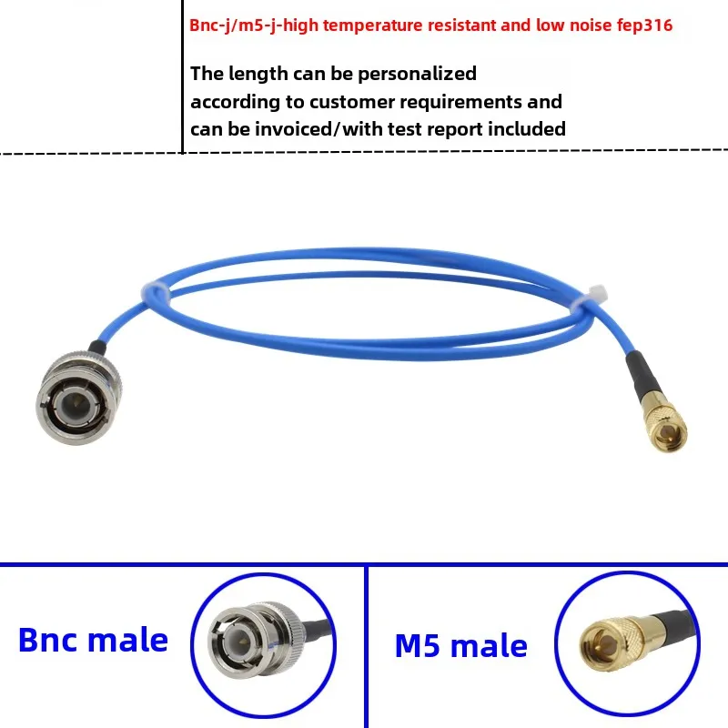 

M5 Male to BNC Male Extension Cable Silver Plated Low Noise High Temperature 10-32 M5-J to BNC-J Cable for Electronics