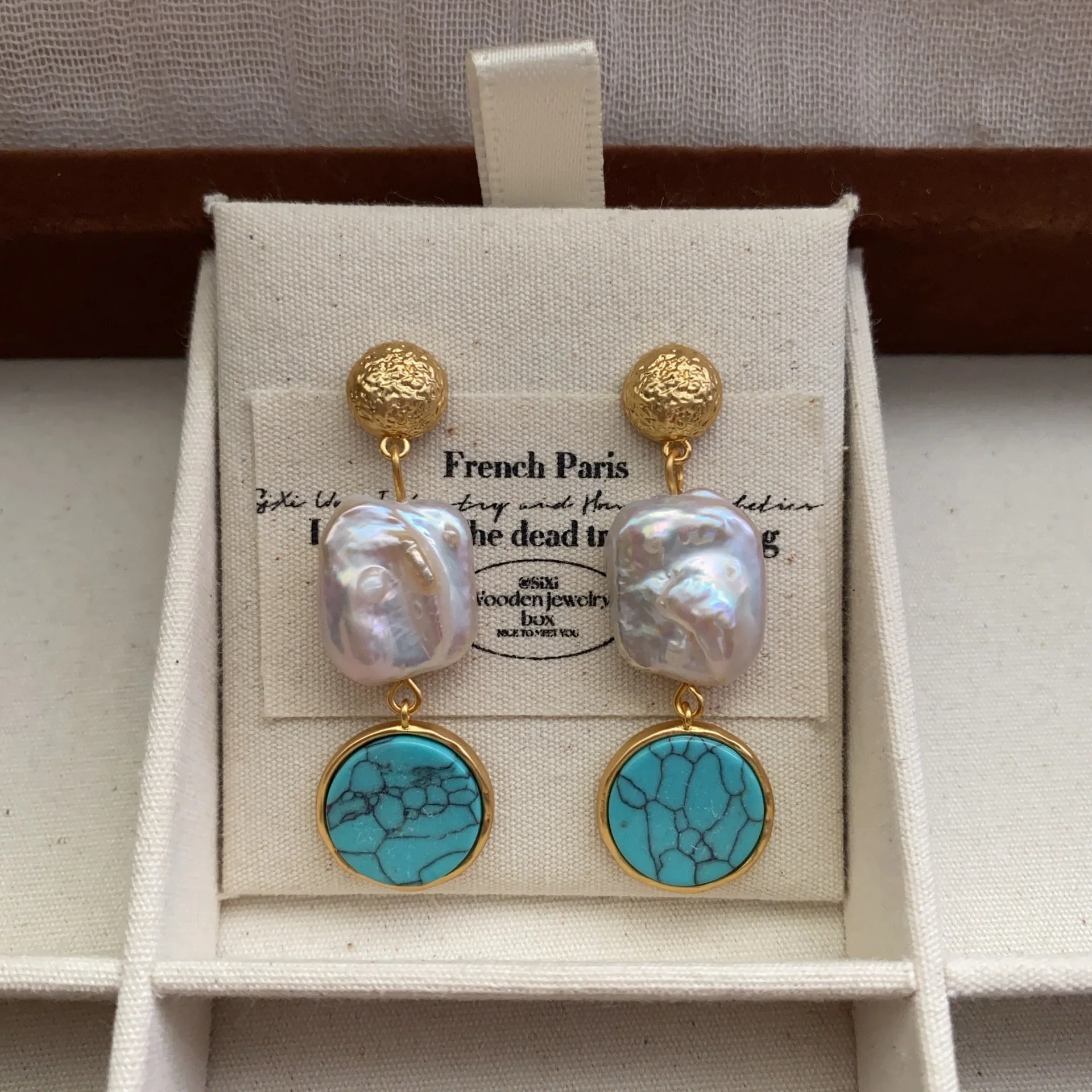 Temperament Block Baroque Pearl Pendant Earrings Island Vacation Earrings Dynamic Elegant Simple High end Stud Earring