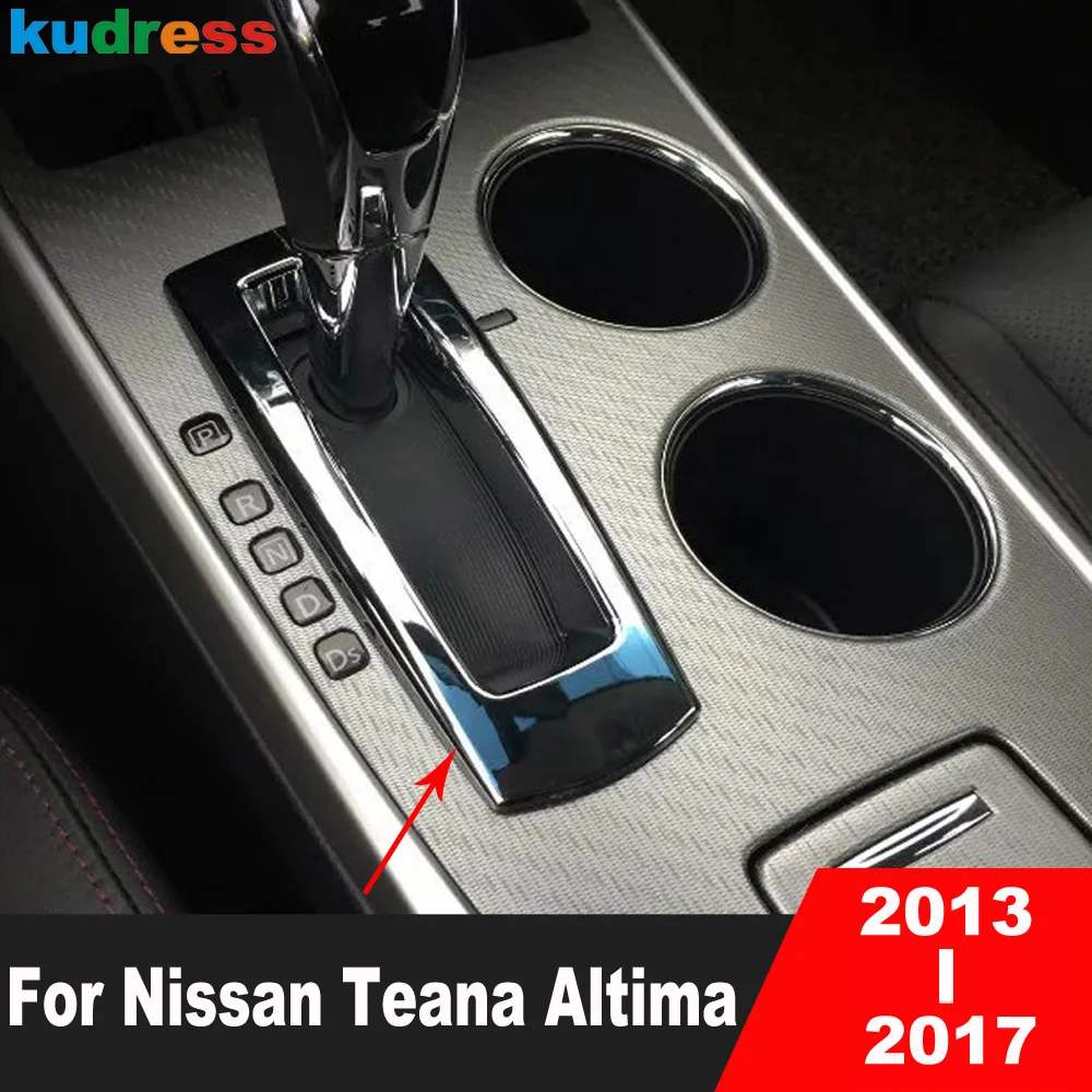 For Nissan Teana Altima 2013 2014 2015 2016 2017 Chrome Car Console Gear Shift Box Panel Cover Trim Sticker Interior Accessories