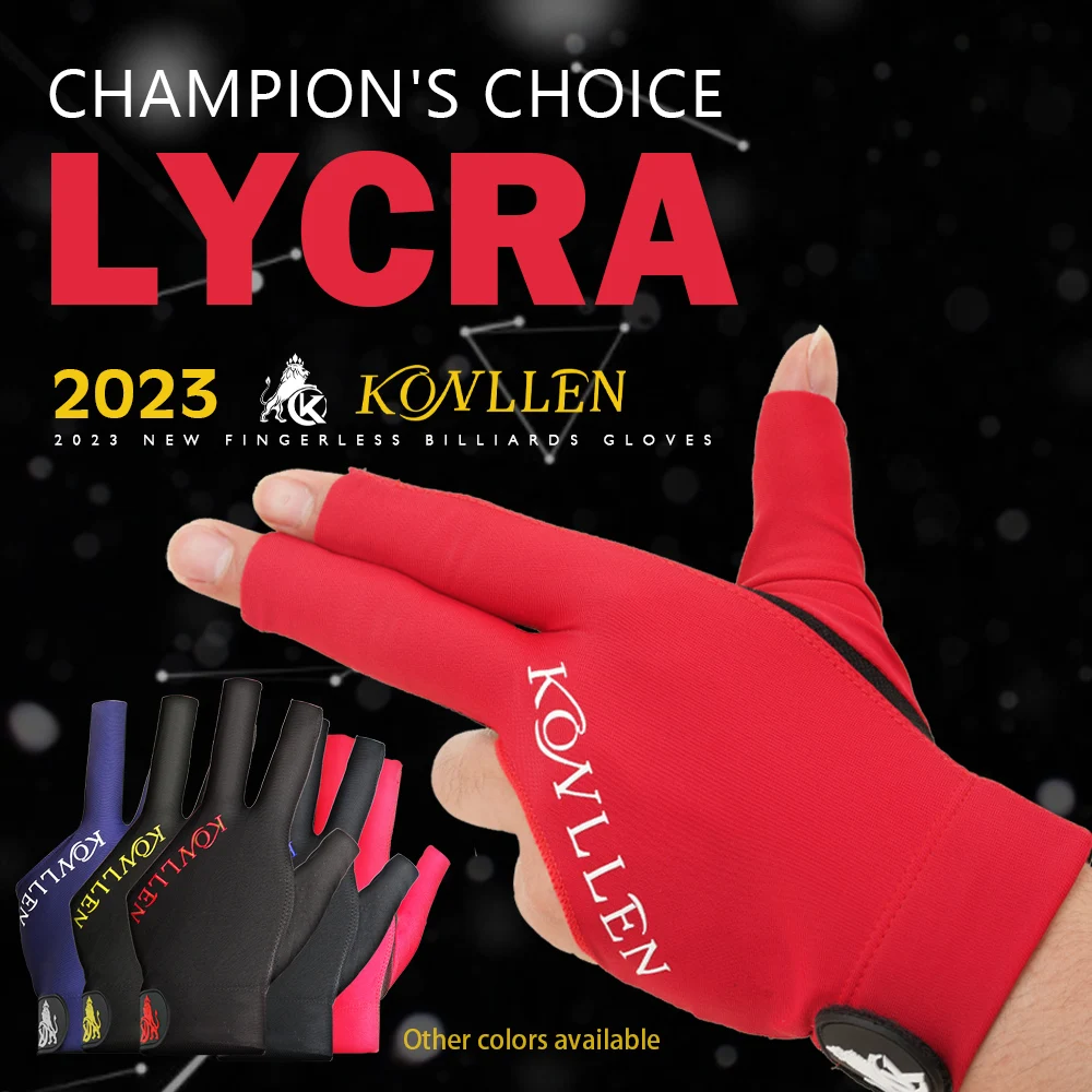 KONLLEN-Fingerless Pool Glove, Left Hand, Snooker Gloves, Pool Cue, Carom Gloves, Durable Billiards Accessories, New