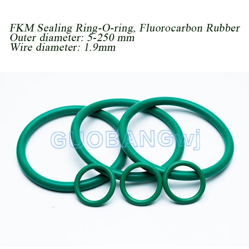 FKM O Ring CS1.9mm OD5mm-250mm Green Fluorine Rubber O Ring Sealing Gasket Insulation Oil High Temperature Resistance Fluorine