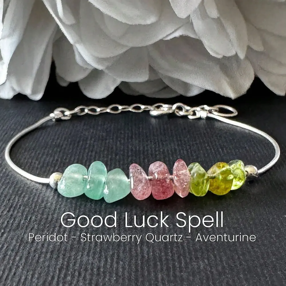 1pc Good luck spell, Bohemian minimalist bracelet, olivine/strawberry quartz/Dongling stone gravel jewelry, unisex daily wear