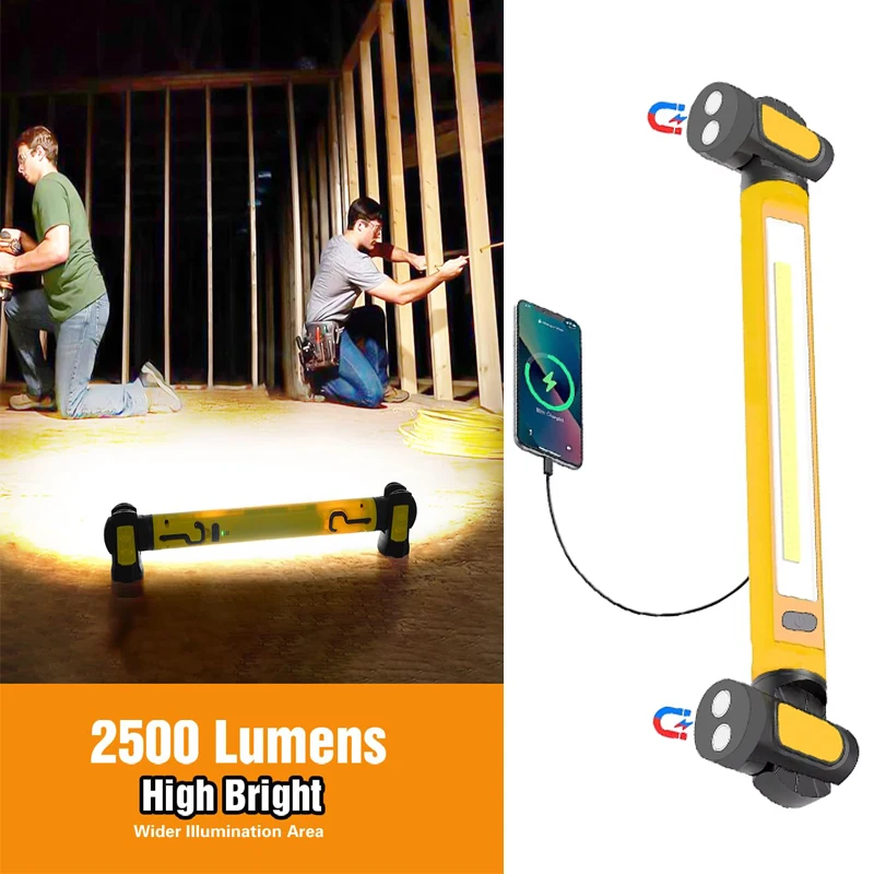 LED Work Light 5200mAh Rechargeable Camping light 2 Brightness Modes Work Light Mechanic Light for Workshop Emergency Outdoor