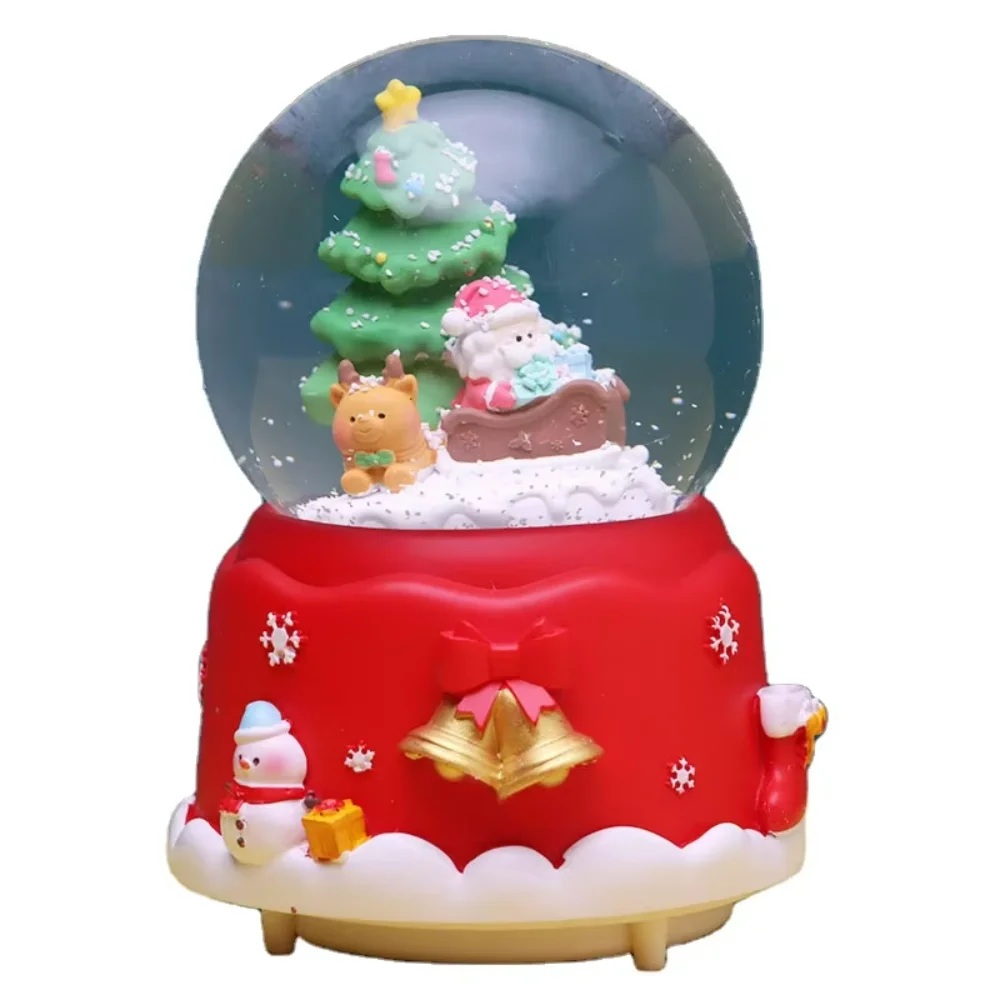 

Christmas bell sled crystal ball music box tree snowman elk tabletop ornament spinning snowflakes anniversary celebration