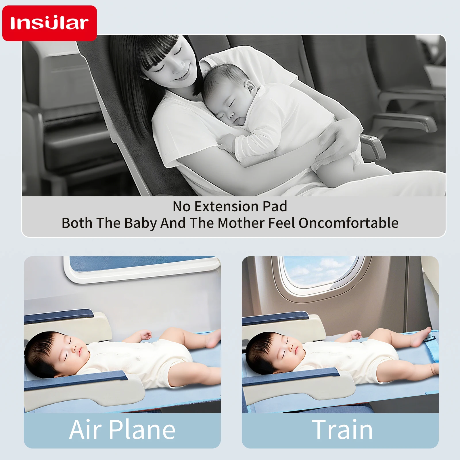 New Child Airplane Seat Extender Travel Essentials Anti-slip Hammock Thickened Suede Extension Pad Kids Train Waterproof 1-3Y